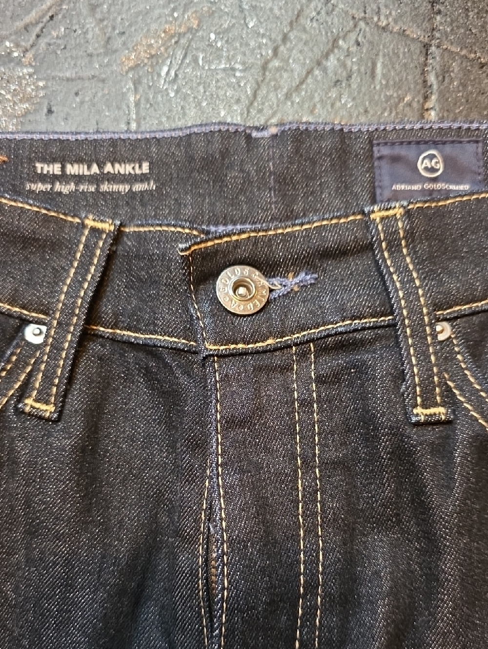 Ag Adriano Goldschmied Skinny Jeans in Dark Indigo with Contrast Stitching